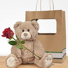 Teddy 35 cm with red rose