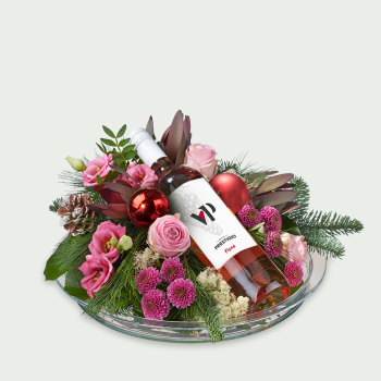 Flower arrangement Christmas with rosé